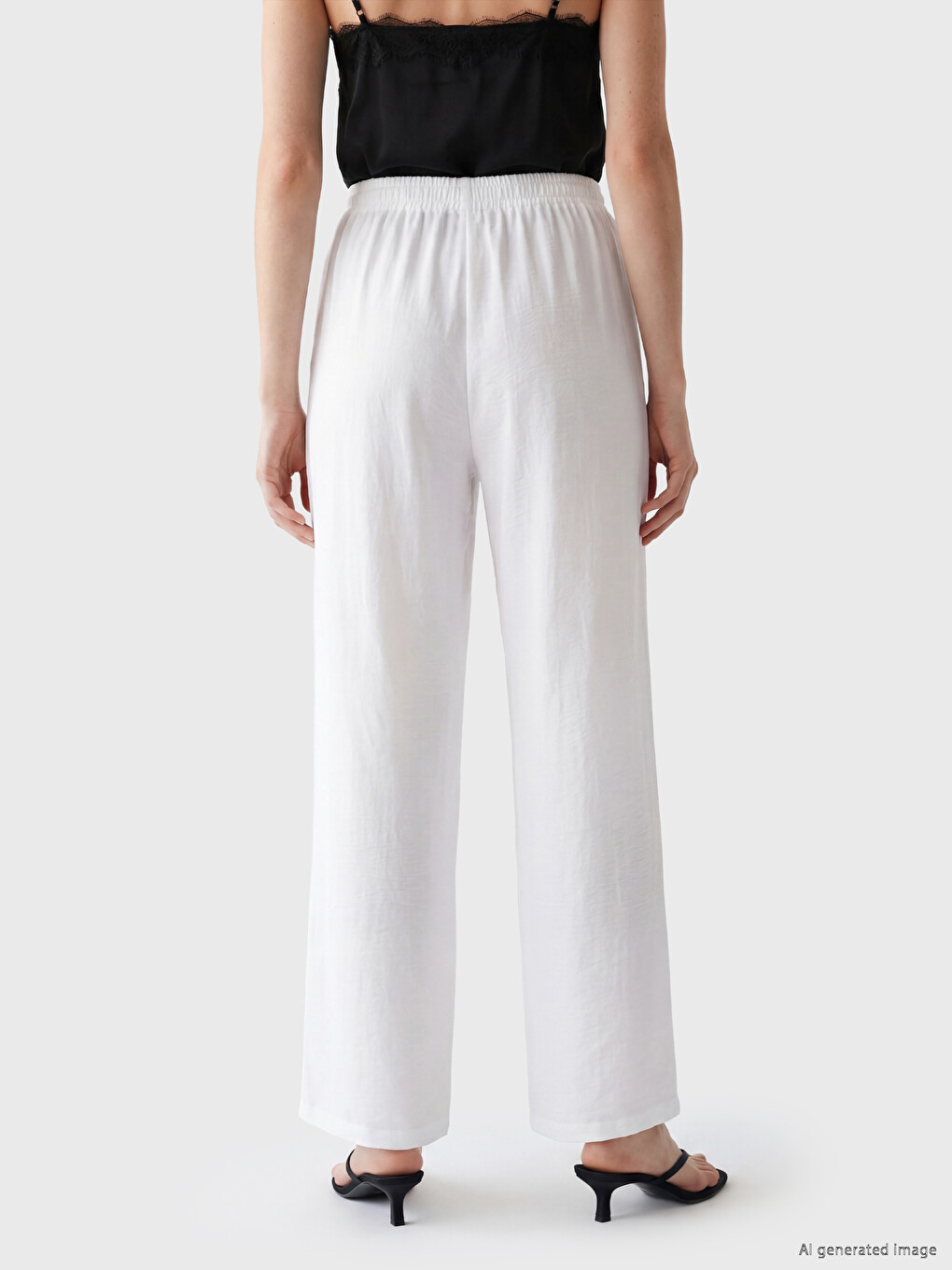 Elastic Waist Wide Leg Women's Trousers-3
