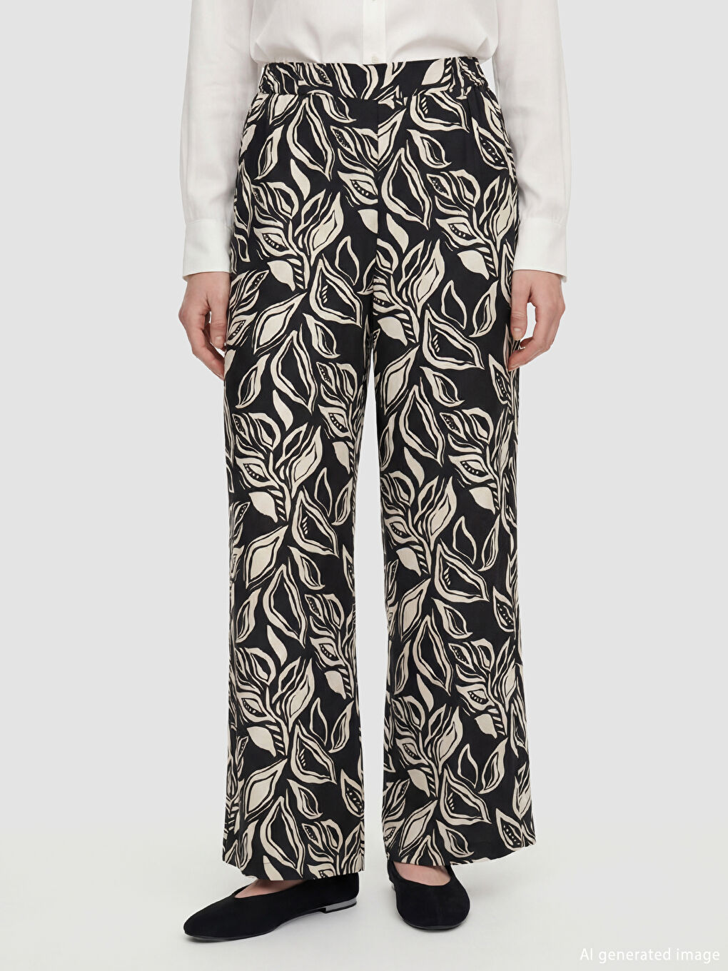 Elastic Waist Patterned Women's Trousers-1