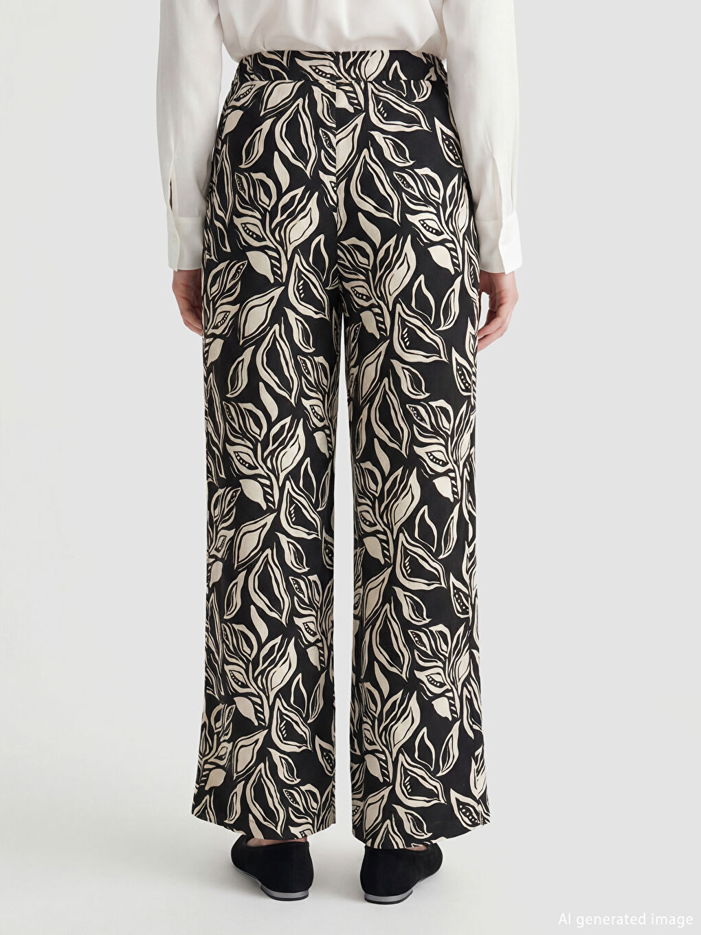Elastic Waist Patterned Women's Trousers-3