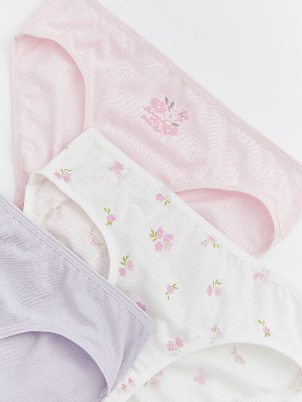 Beyaz Desenli Kız Çocuk Slip Külot 3'lü-1