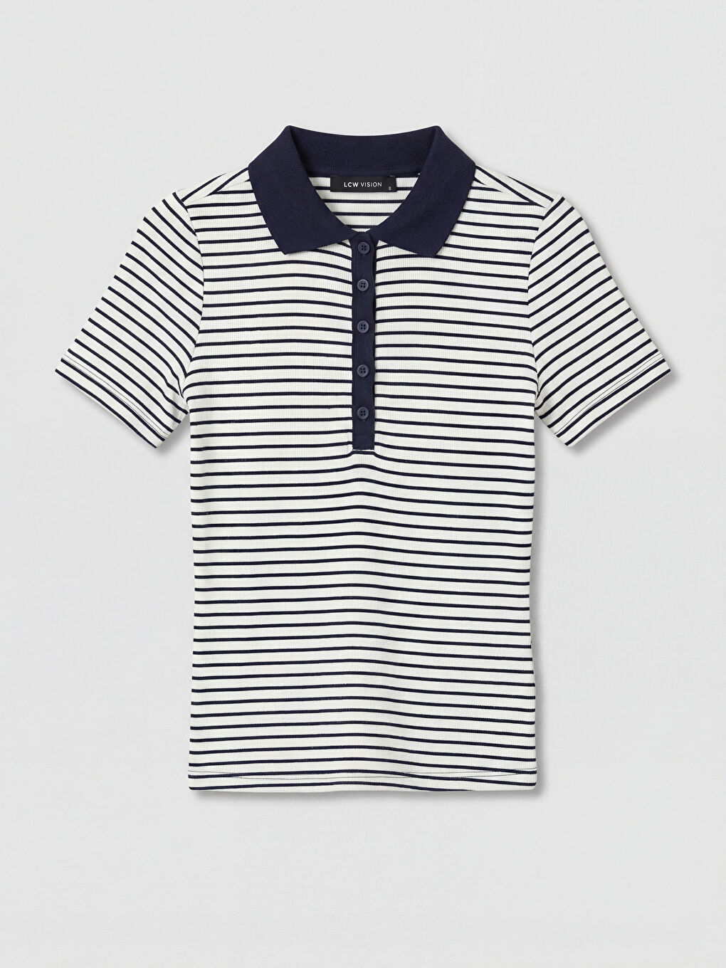 تي شيرت نسائي مخطط بياقة بولو-4