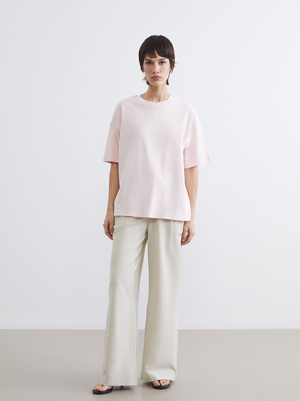 Embroidered Crew Neck Women's Loose Fit T-Shirt-1