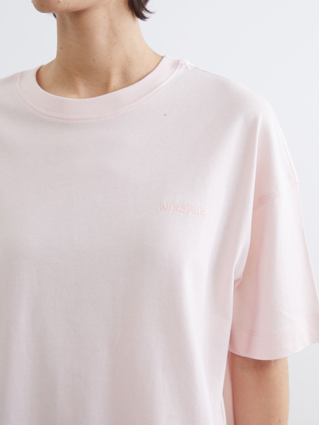 Embroidered Crew Neck Women's Loose Fit T-Shirt-2