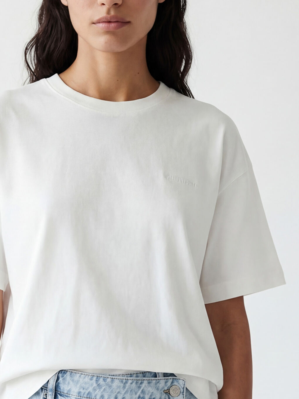 Crew Neck Embroidered Oversize Women's T-Shirt-2