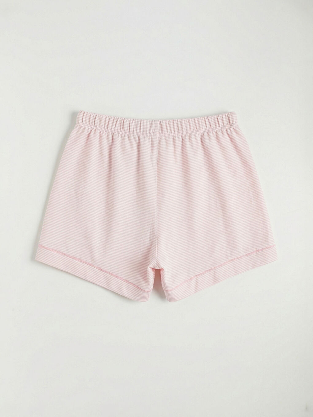 Pembe V Yaka Çizgili Kadın Şortlu Pijama Takımı-4