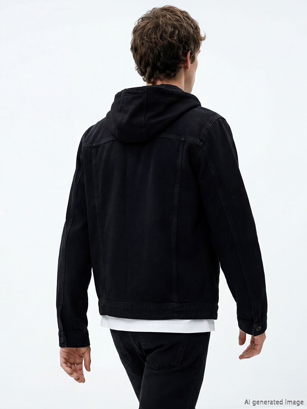 Siyah Regular Fit Erkek Jean Ceket-3