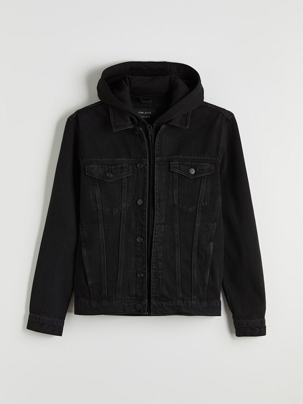 Siyah Regular Fit Erkek Jean Ceket-4