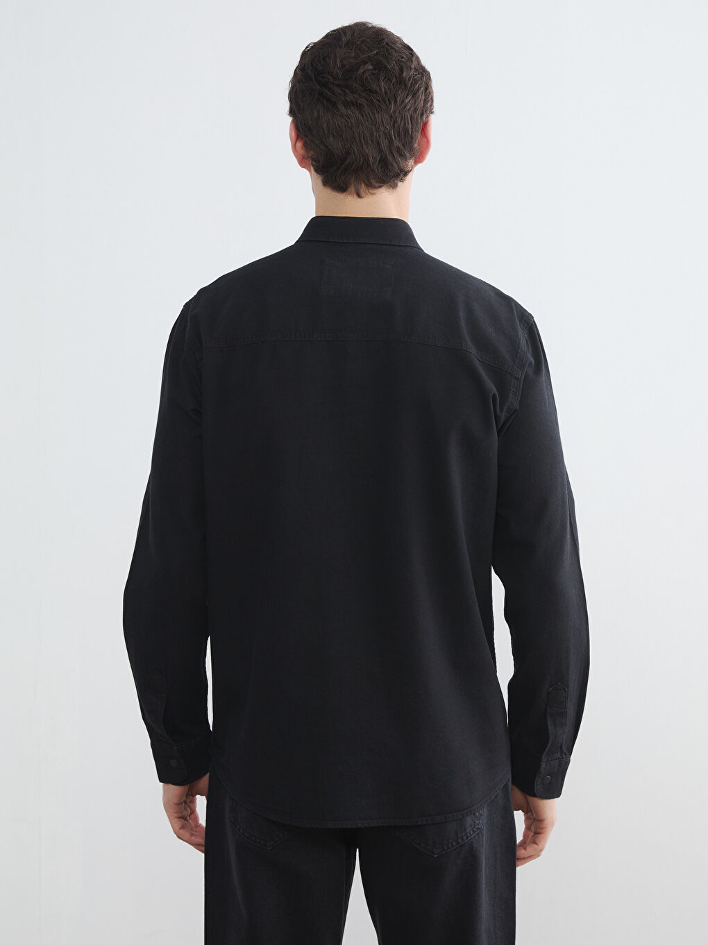 Siyah Regular Fit Erkek Jean Gömlek-3