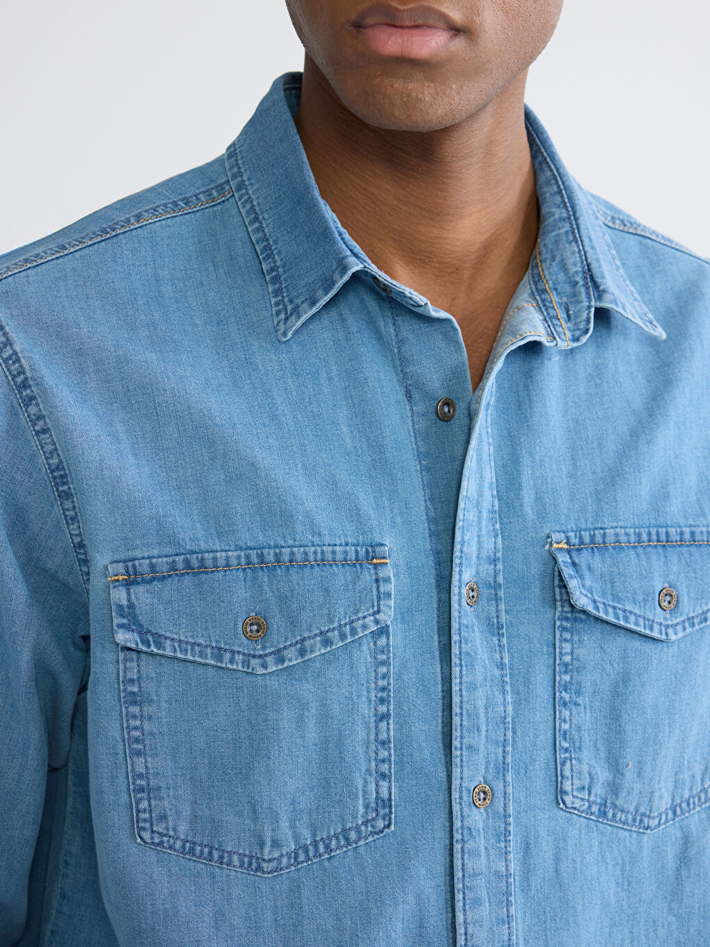 دينيم قميص نيلي رجل-2