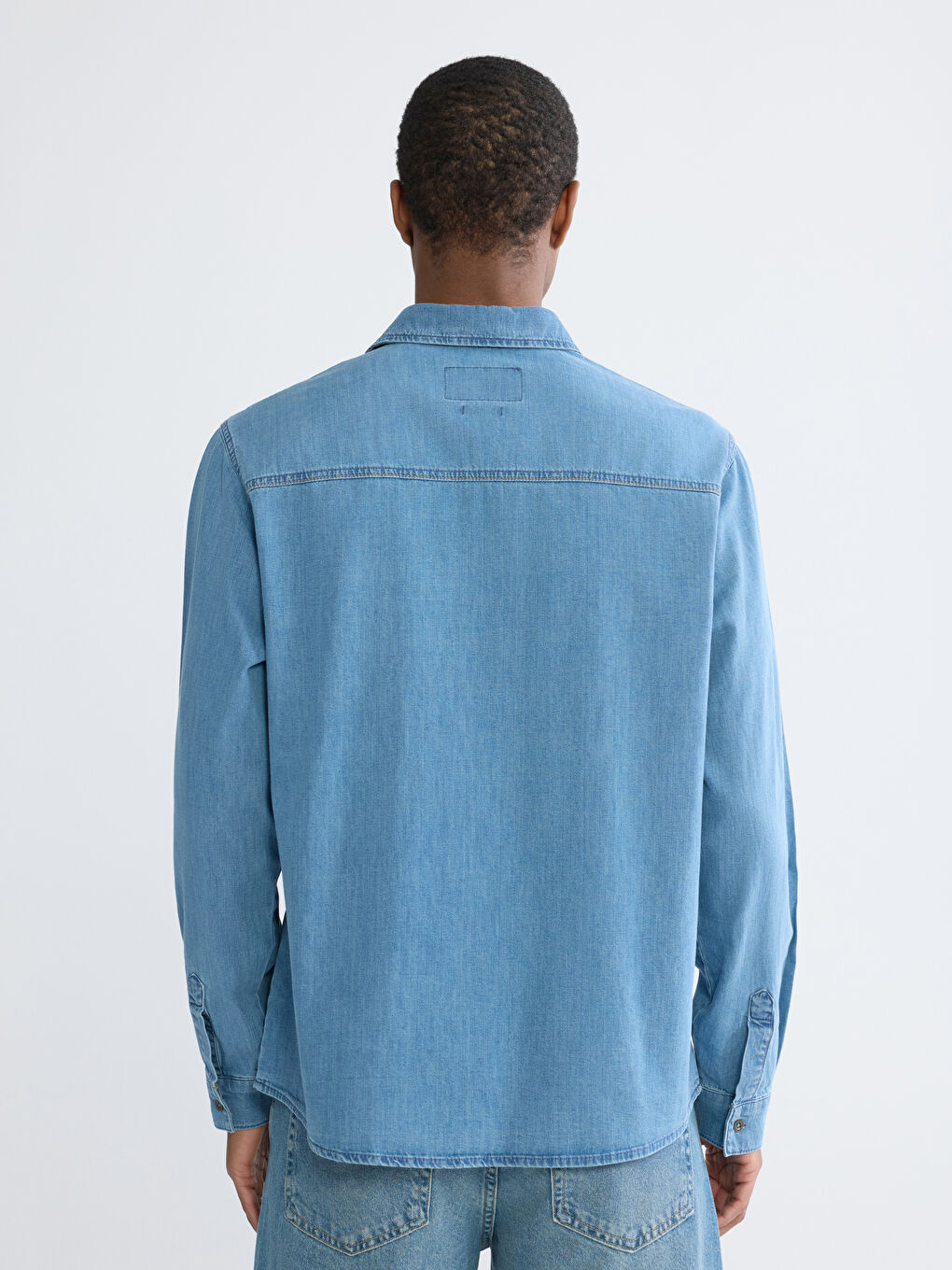 دينيم قميص نيلي رجل-3