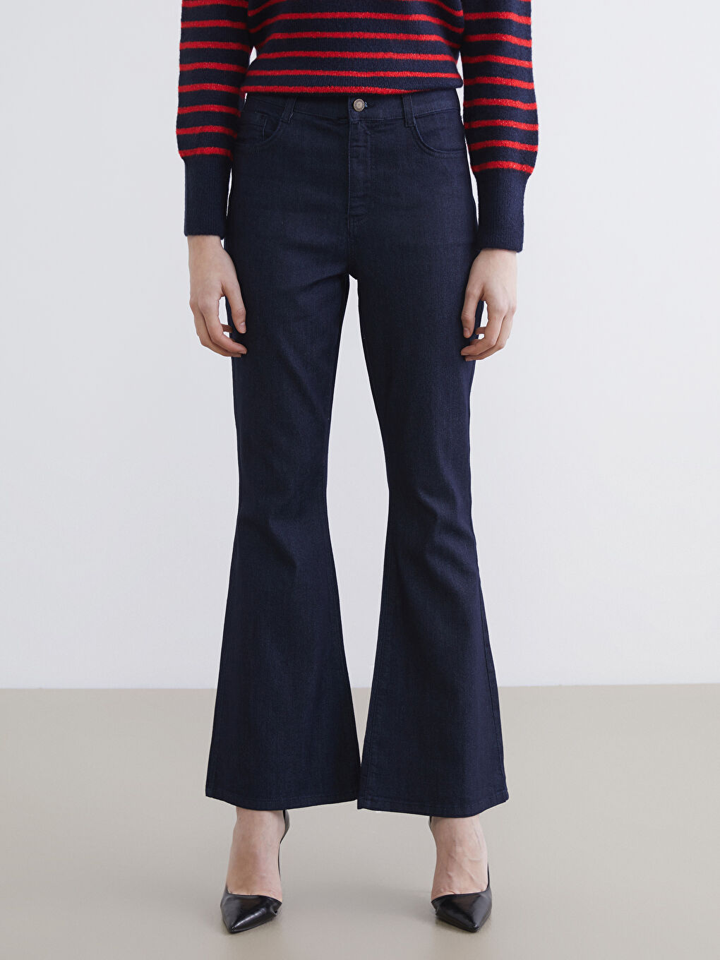 İndigo Flare Kadın Jean Pantolon-1