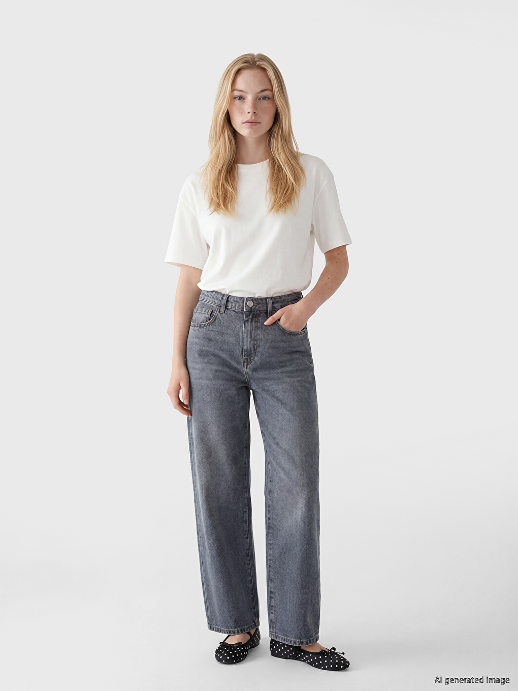 Gri Yüksek Bel Boyfriend Fit Kadın Jean Pantolon