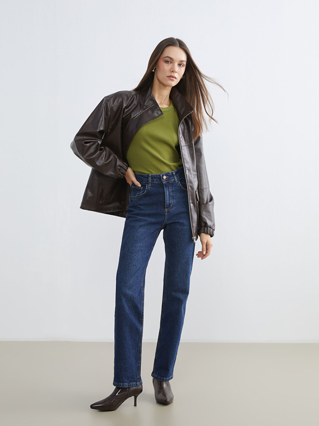 İndigo Mom Fit Kadın Jean Pantolon