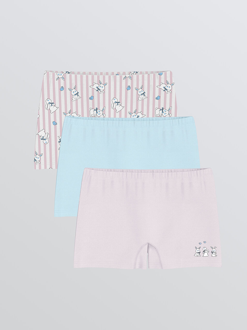 Beyaz Baskılı Kız Çocuk Boxer 3'lü