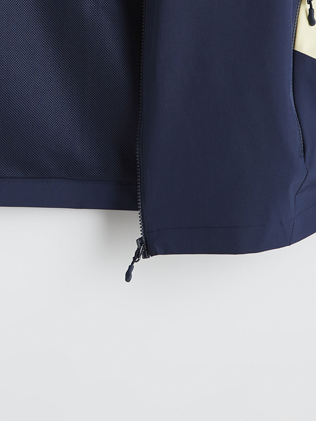 Lacivert Dik Yaka Renk Bloklu Erkek Fermuarlı Sweatshirt-2