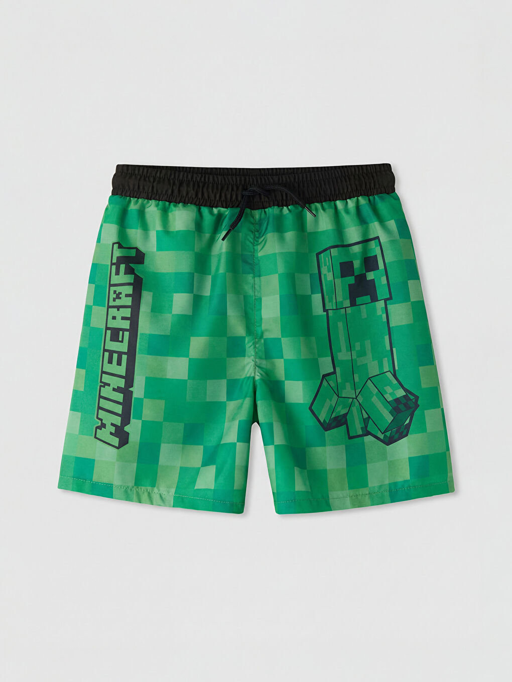 Yeşil Minecraft Baskılı Erkek Çocuk Deniz Şortu