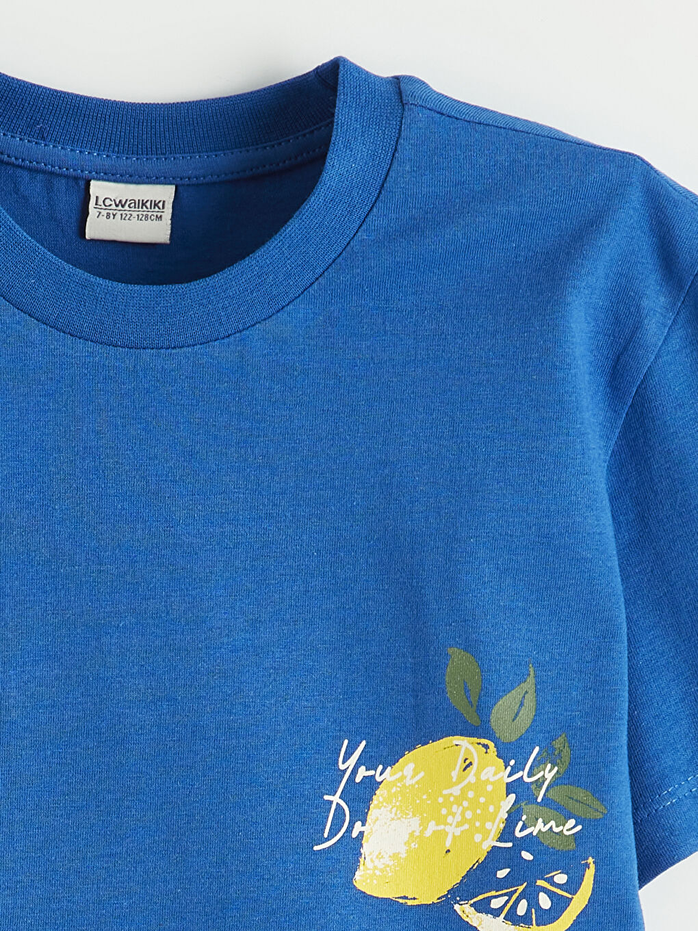 Mavi Bisiklet Yaka Baskılı Erkek Çocuk Tişört-1