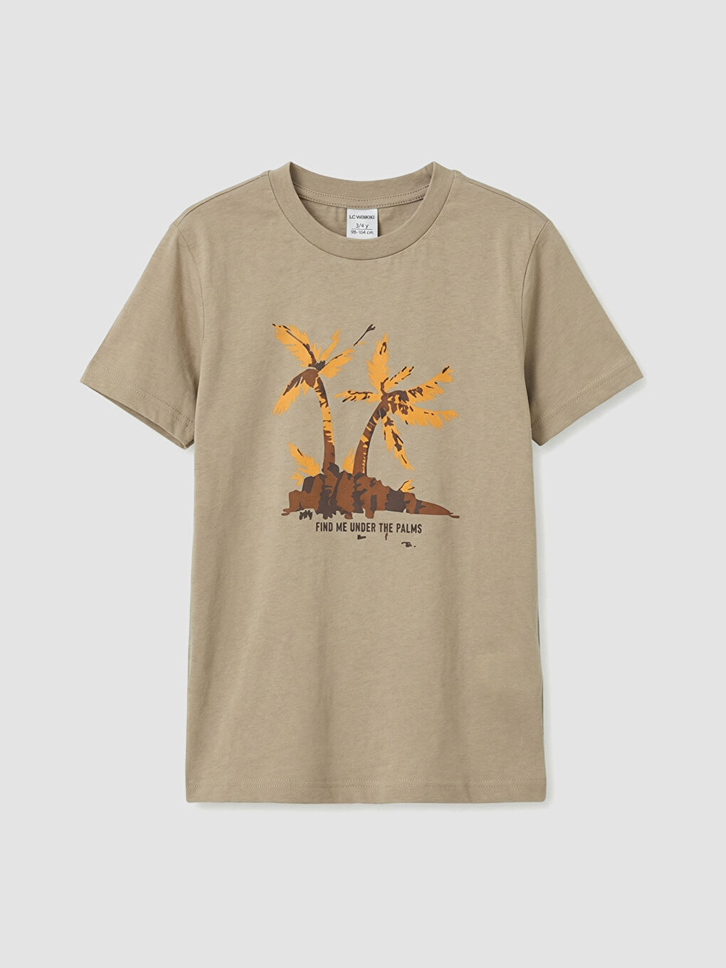 Bej Bisiklet Yaka Baskılı Erkek Çocuk Tişört