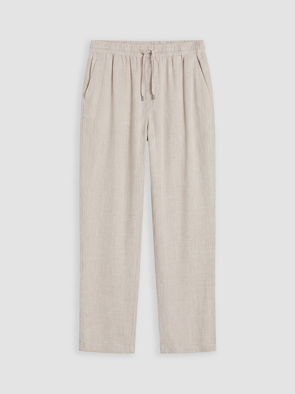 Bej Regular Fit Keten Karışımlı Erkek Pantolon-8