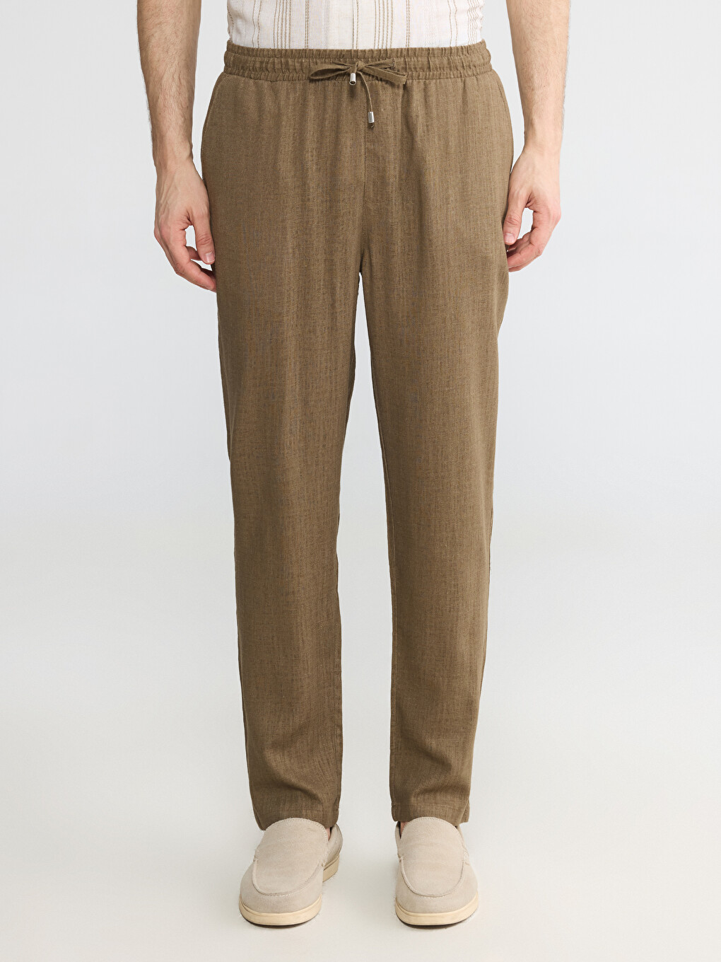 Regular Fit Linen Blend Men's Trousers-1