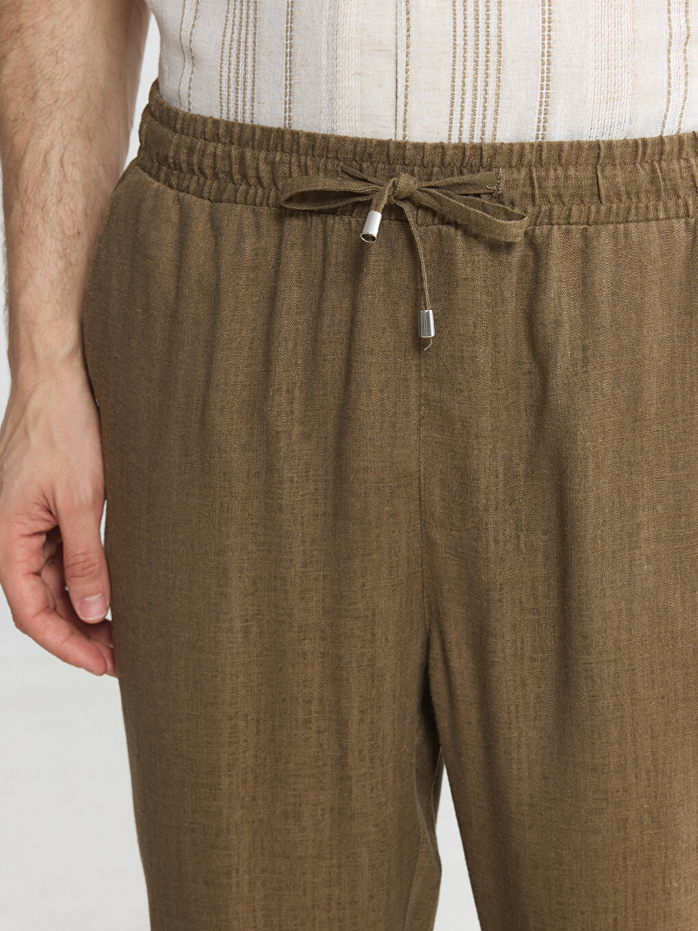 Regular Fit Linen Blend Men's Trousers-2