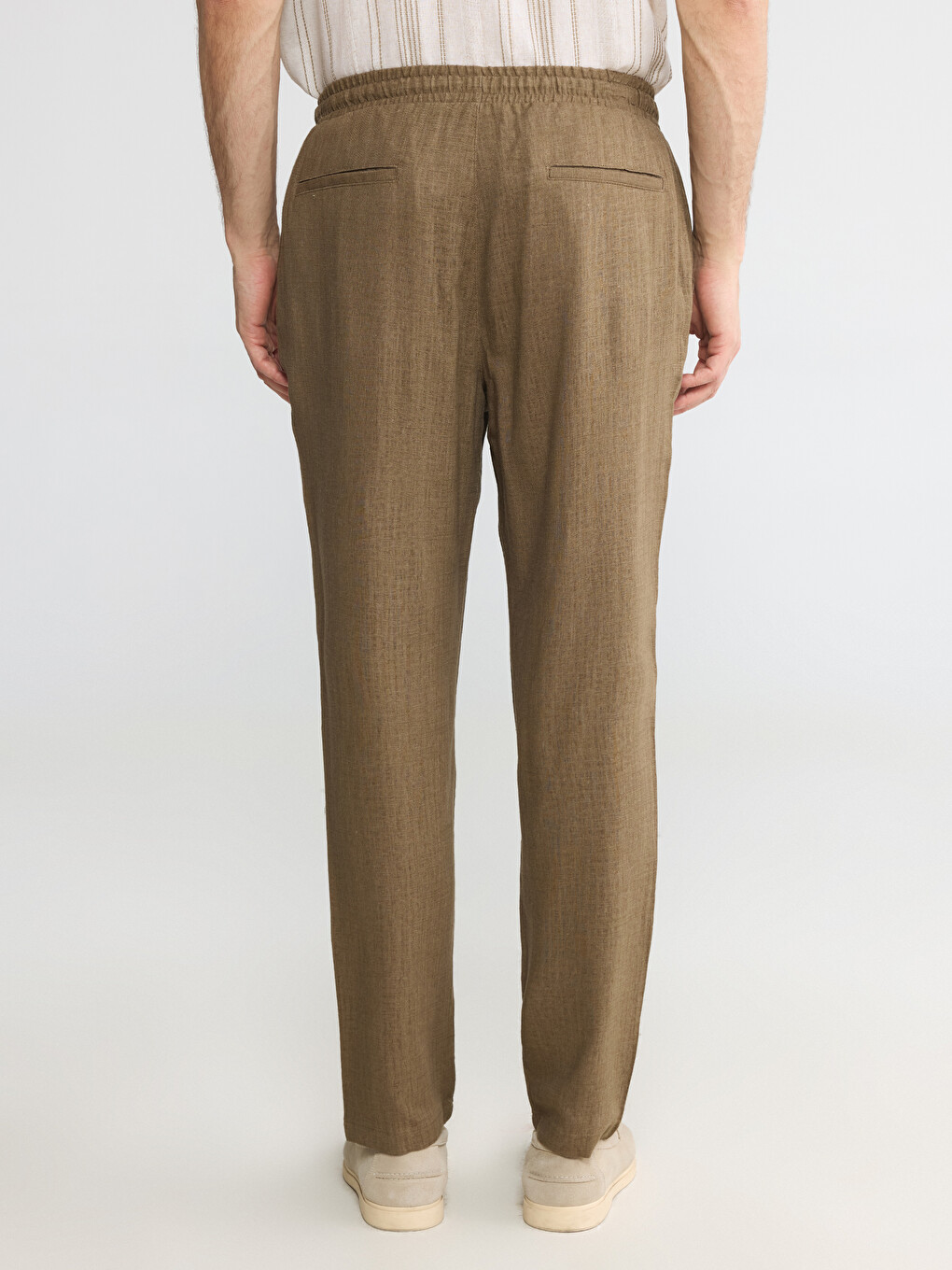 Regular Fit Linen Blend Men's Trousers-3