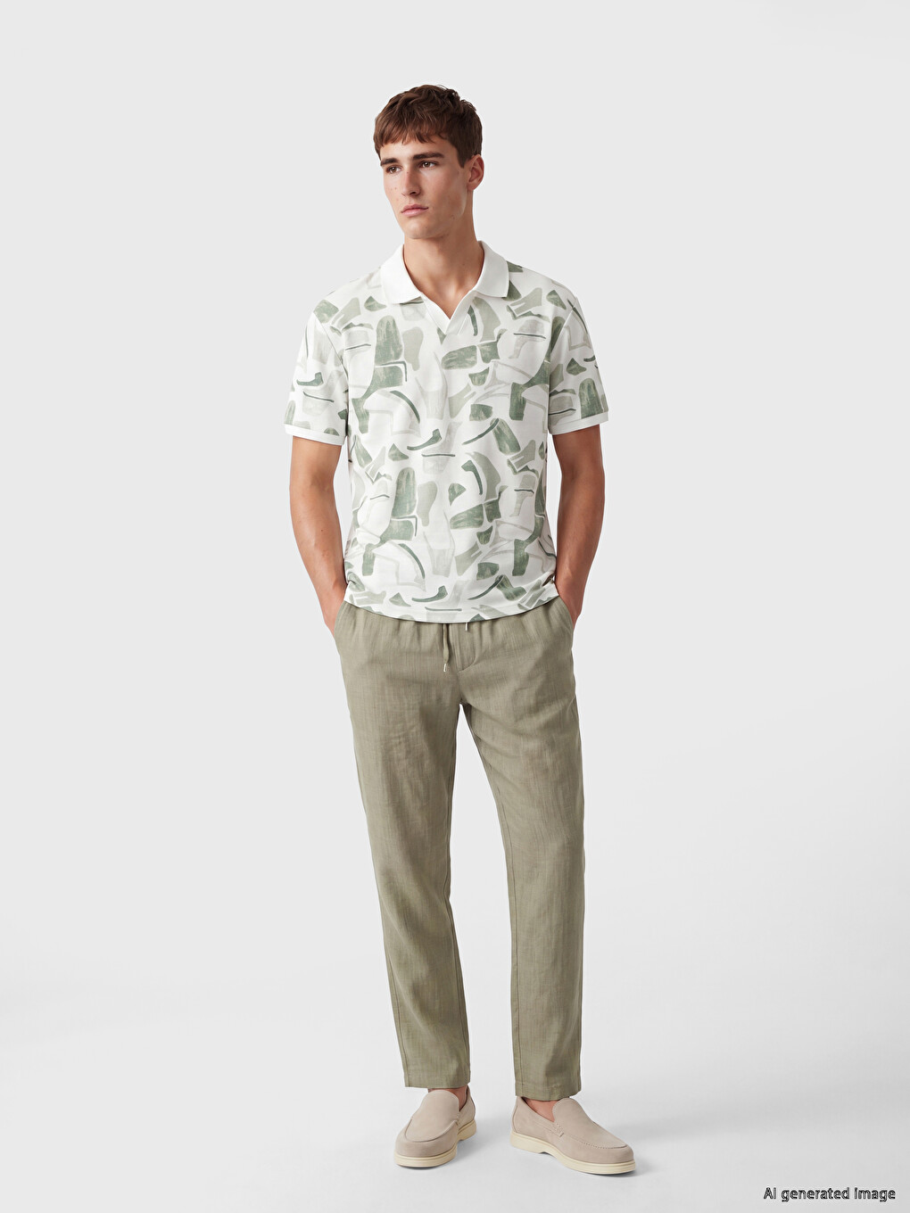 Regular Fit Linen Blend Men's Trousers