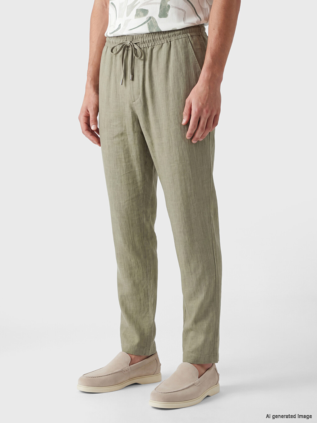 Regular Fit Linen Blend Men's Trousers-1