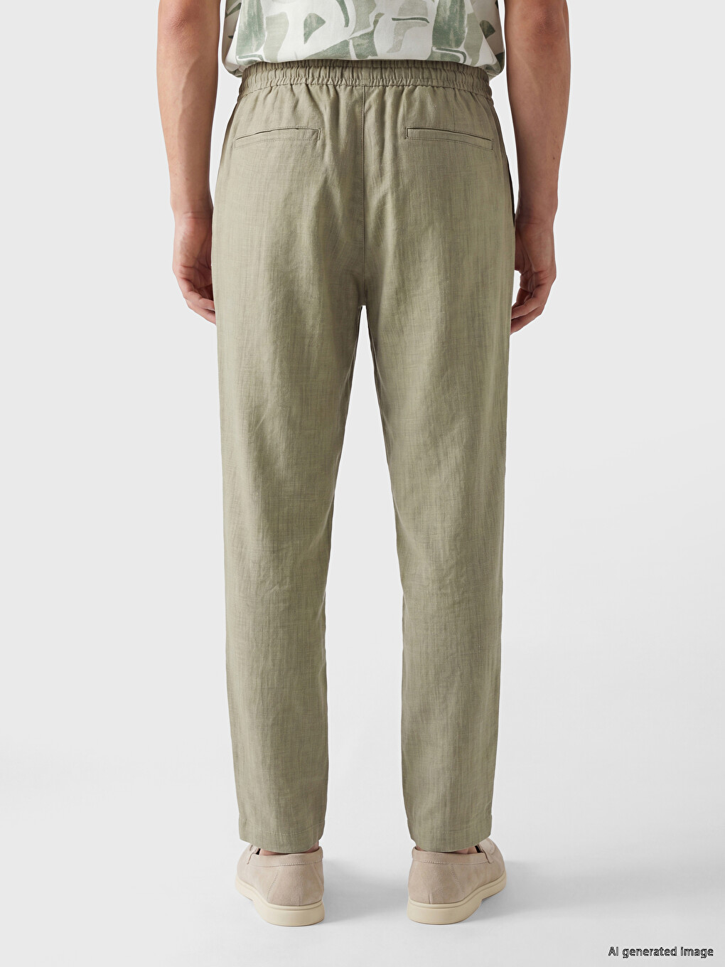 Regular Fit Linen Blend Men's Trousers-2