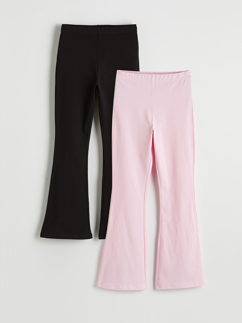 Siyah Beli Lastikli Kız Çocuk İspanyol Paça Tayt 2'li