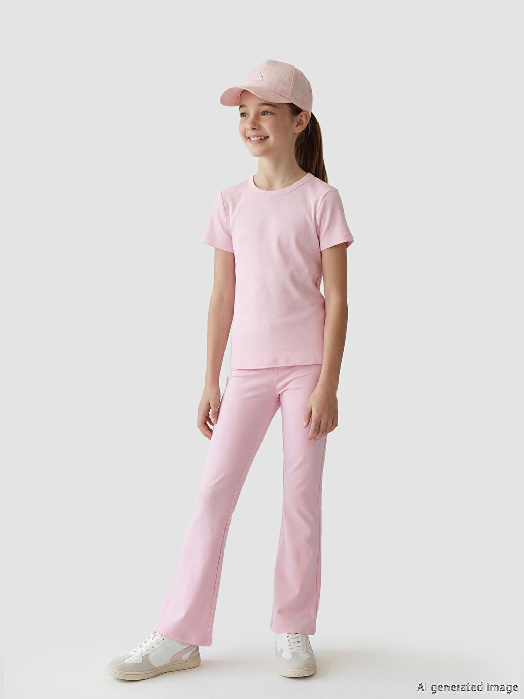 Siyah Beli Lastikli Kız Çocuk İspanyol Paça Tayt 2'li-1