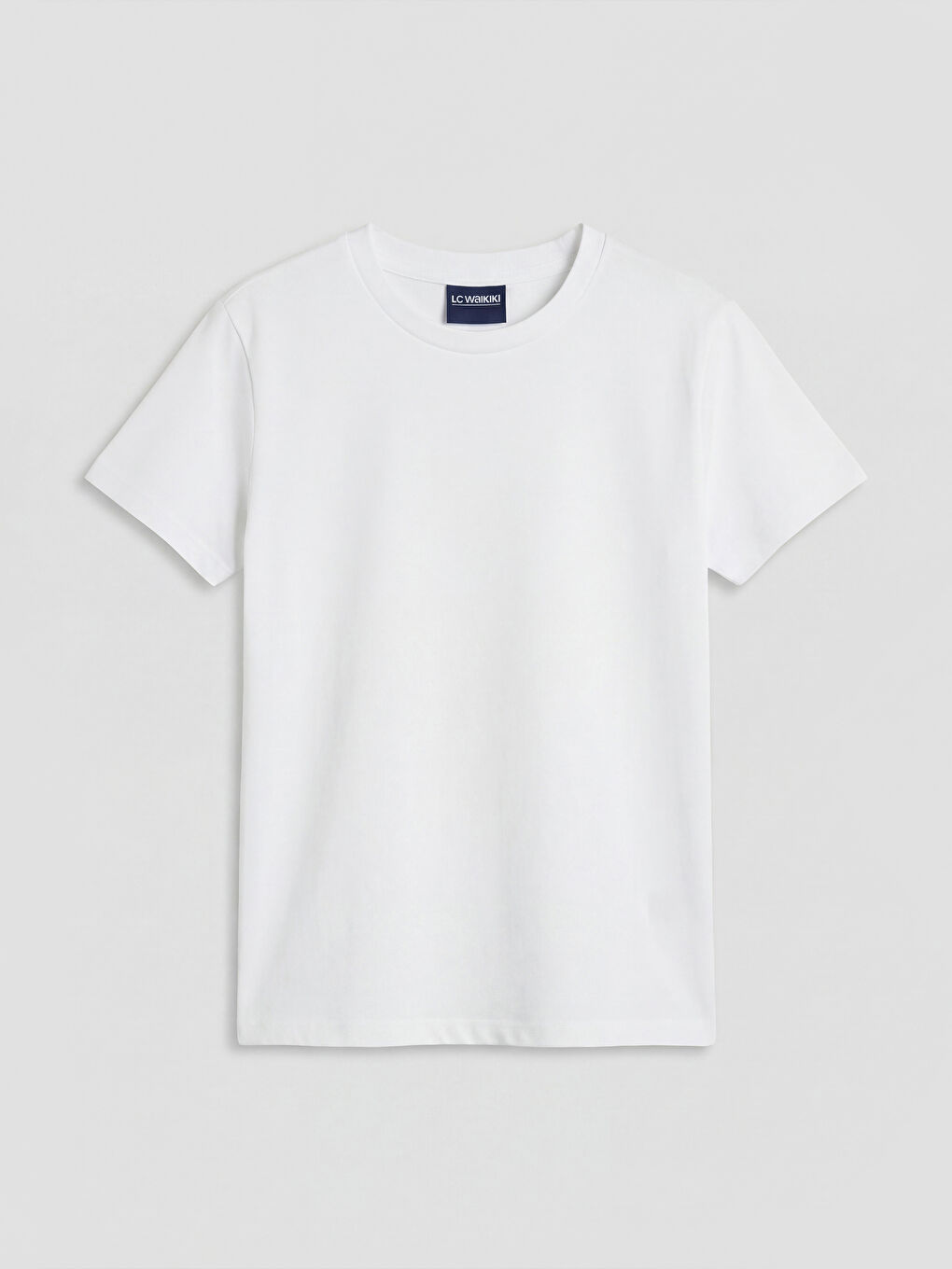 Beyaz Bisiklet Yaka Kız Çocuk Tişört