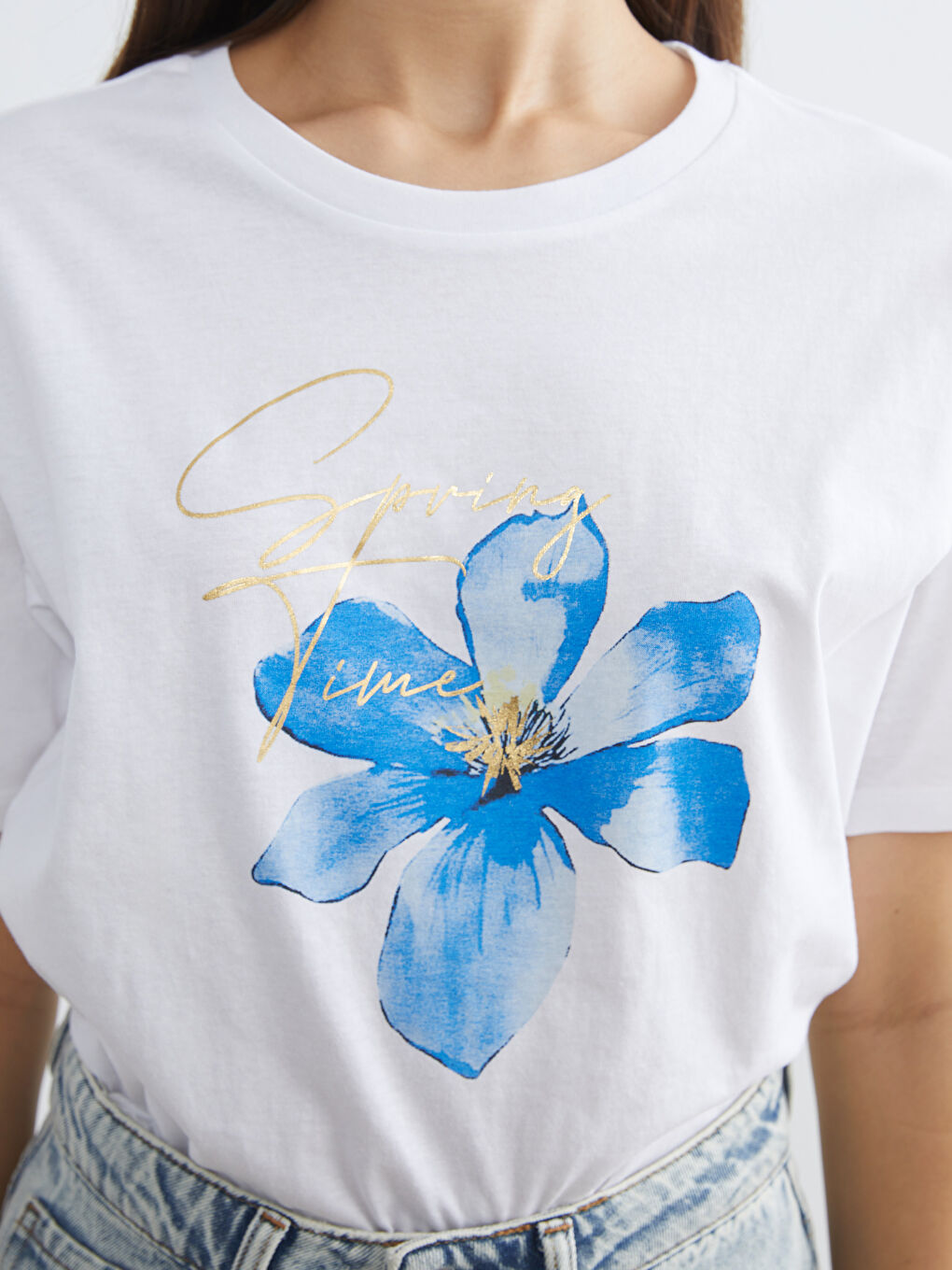 Crew Neck Printed Women's T-Shirt-2