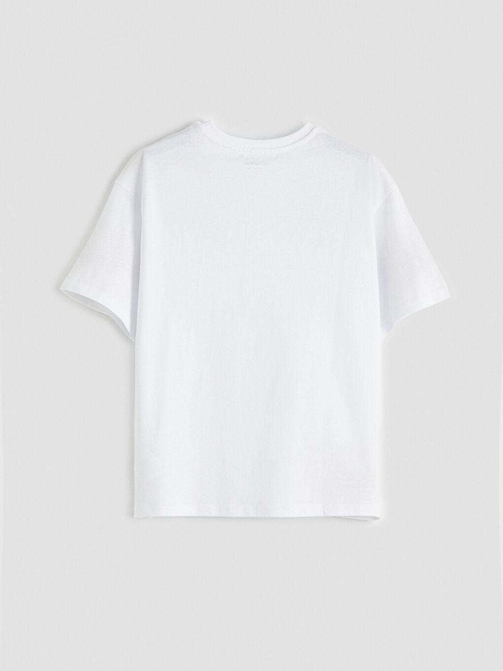 Beyaz Bisiklet Yaka Basic Kız Çocuk Tişört-1