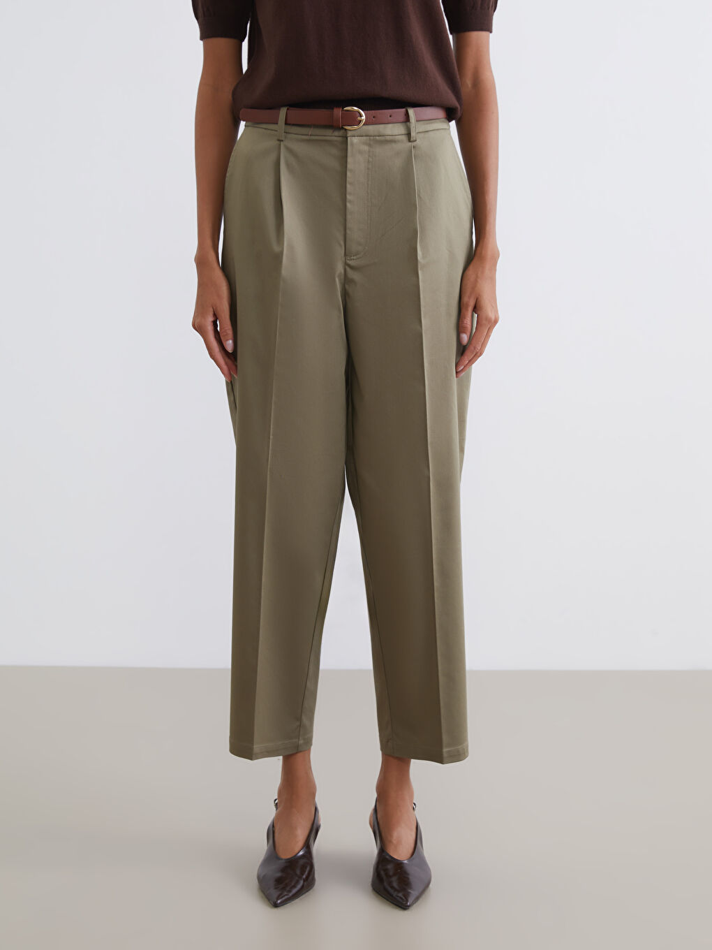 Pantaloni eleganți KAKI Femeie-1