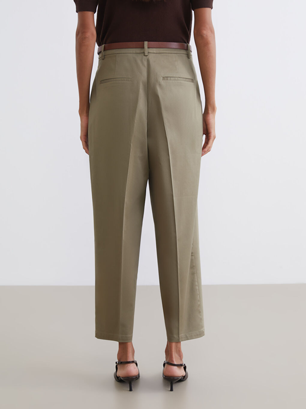 Pantaloni eleganți KAKI Femeie-3