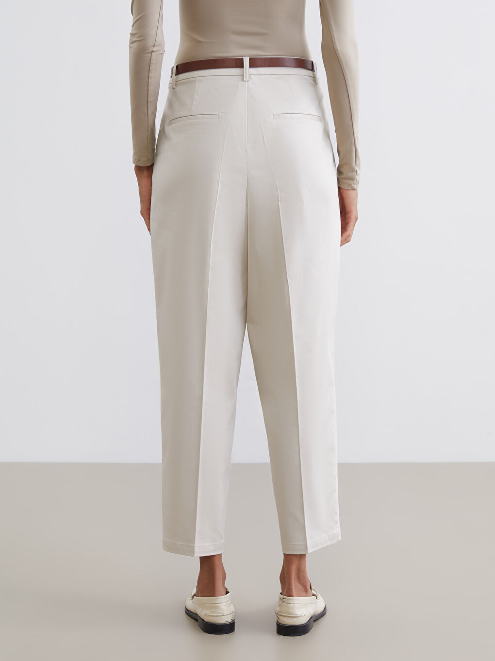 ქალი ბეჟი ოფიციალური შარვალი-3