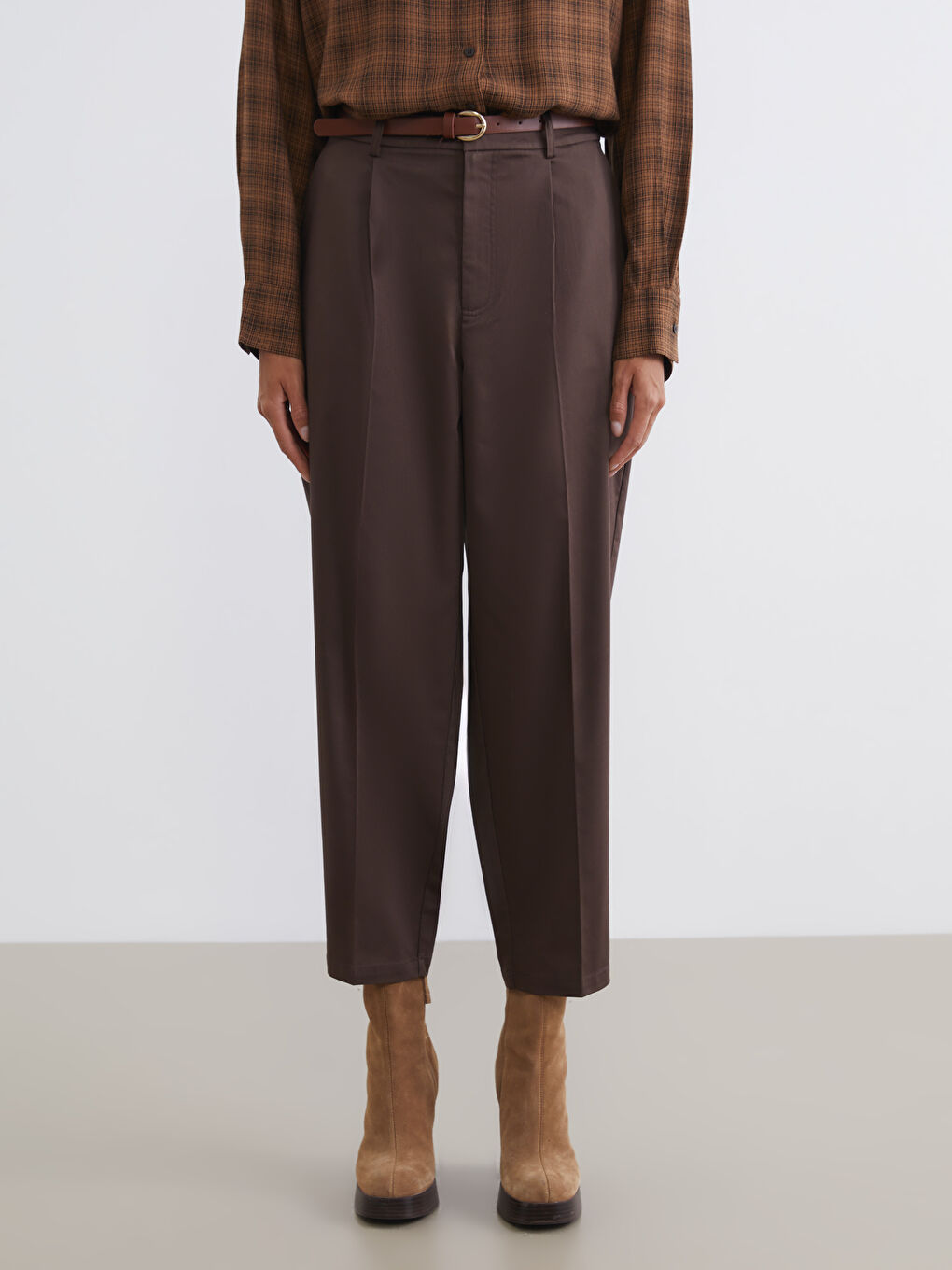 Pantalons de costume BRUN Femme-1