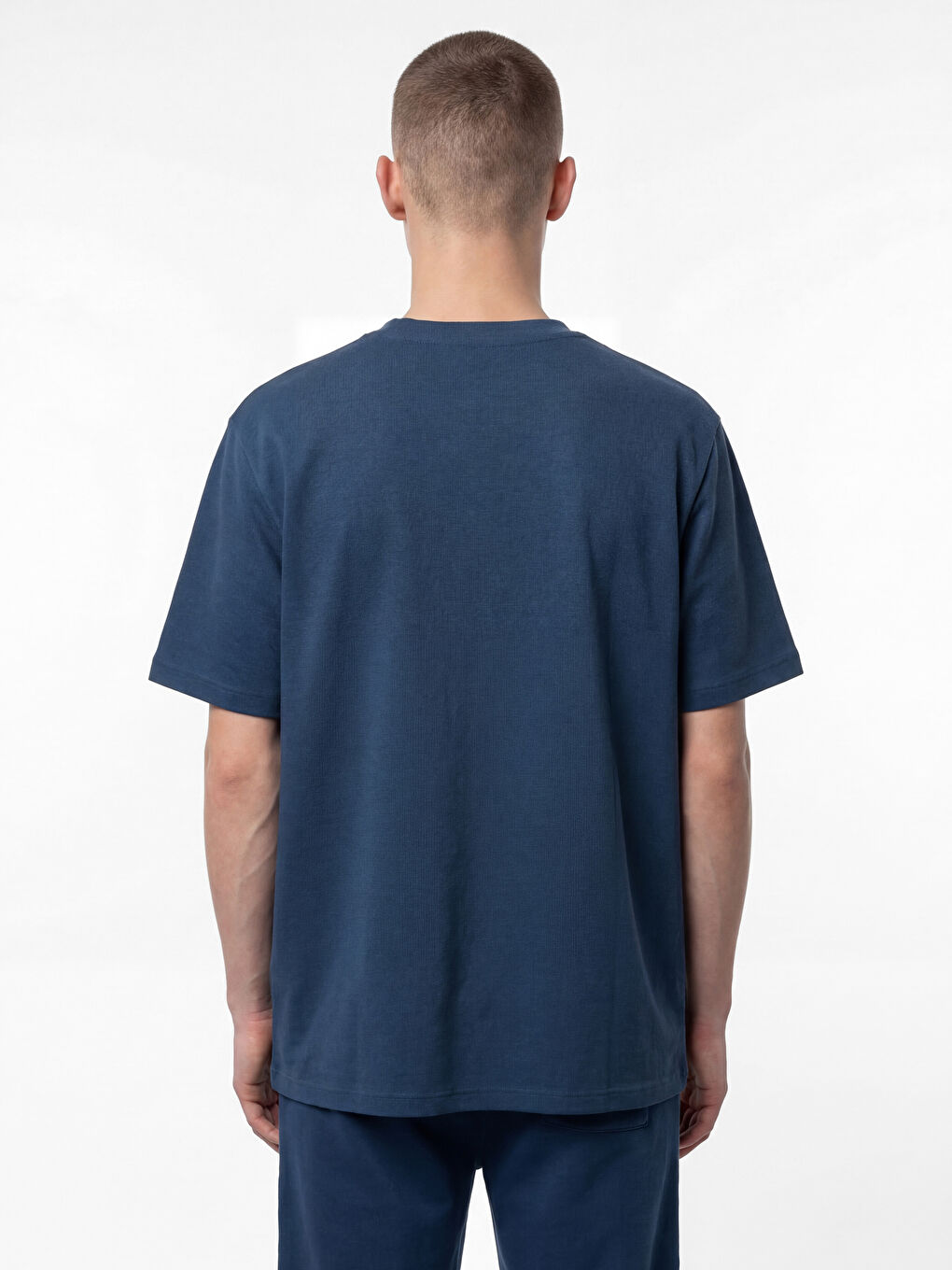 İndigo  Bisiklet Yaka Nakışlı Erkek Tişört-3