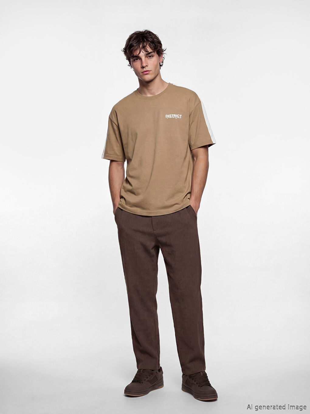 Bisiklet Yaka Baskılı Erkek Tişört-1