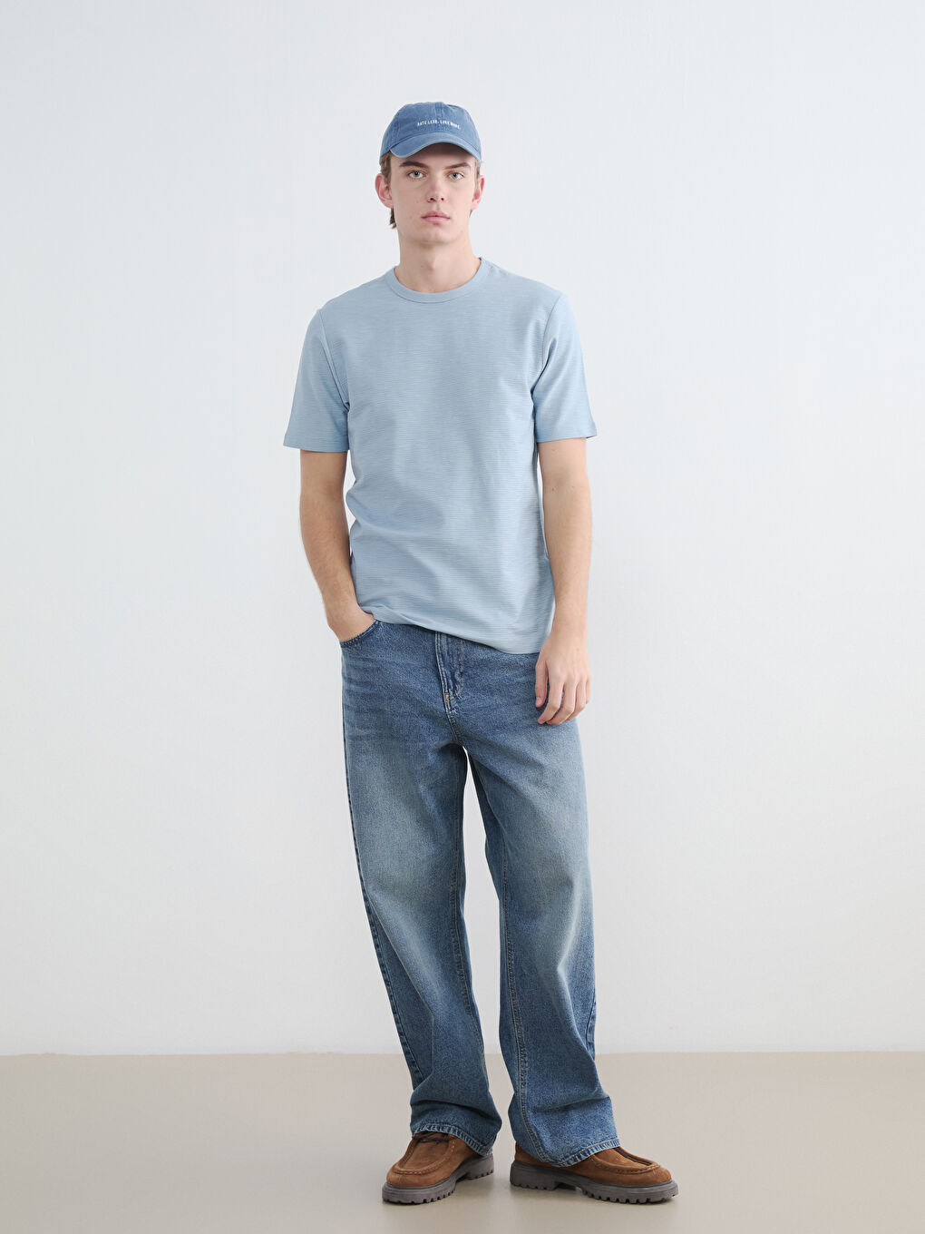 Mavi Bisiklet Yaka Erkek Tişört-1