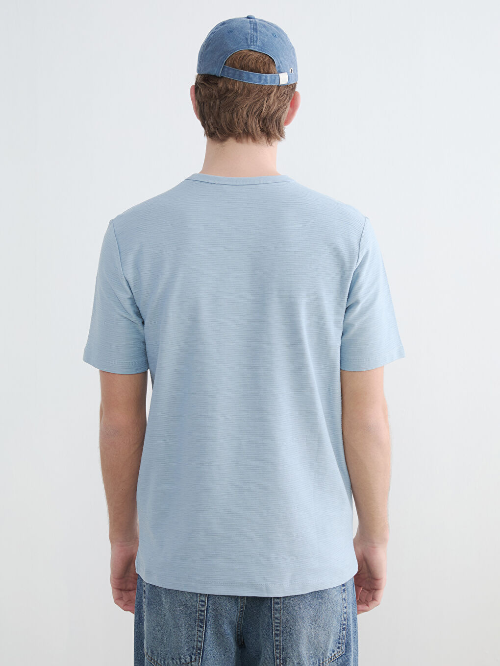 Mavi Bisiklet Yaka Erkek Tişört-3