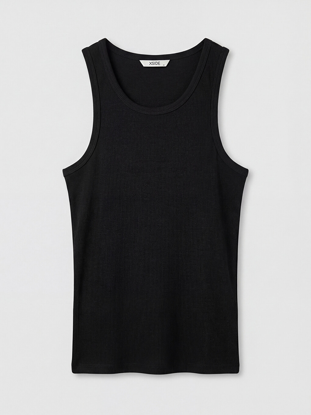 Siyah Bisiklet Yaka Slim Fit Ribana Erkek Atlet-4