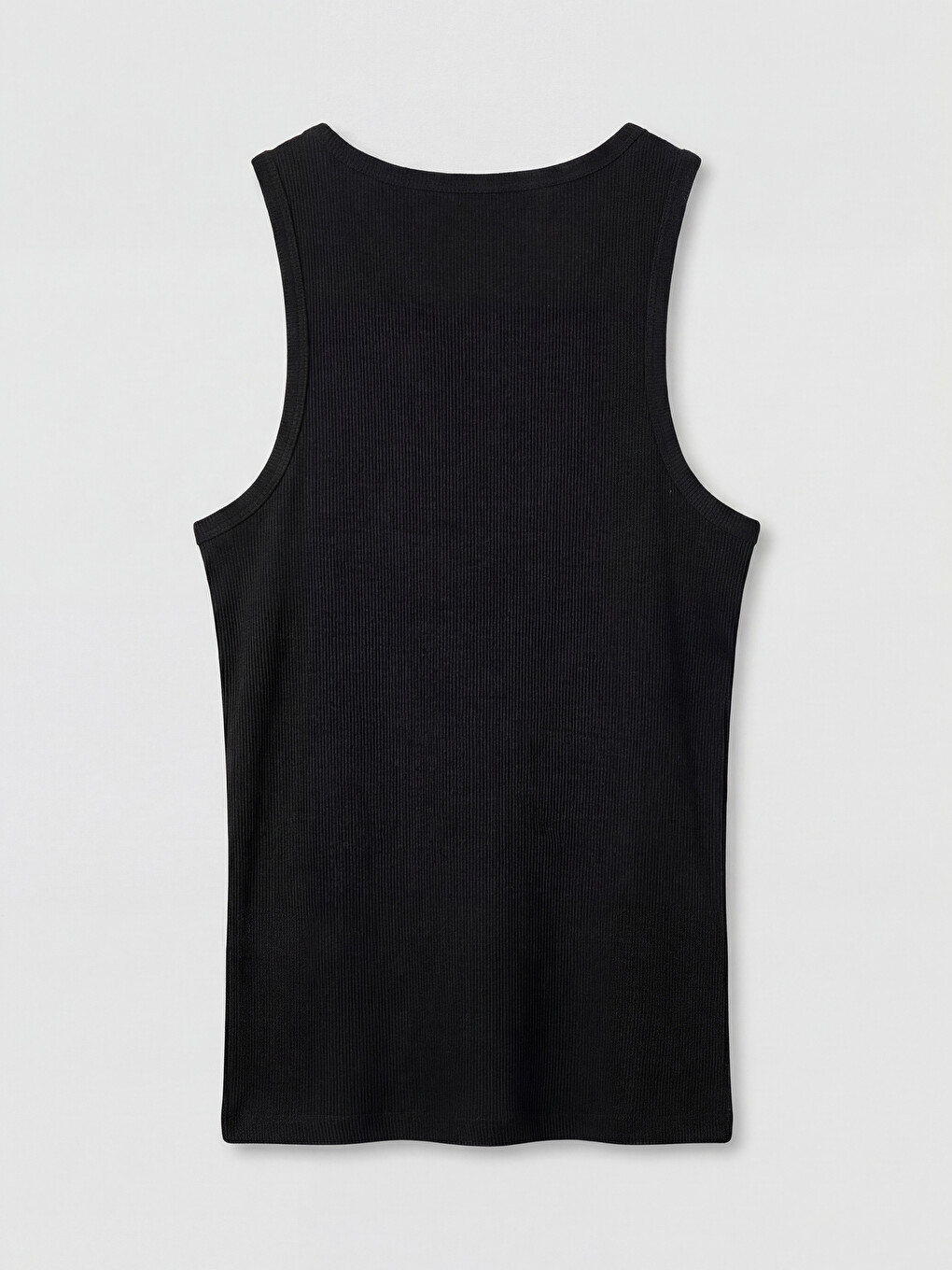 Siyah Bisiklet Yaka Slim Fit Ribana Erkek Atlet-5