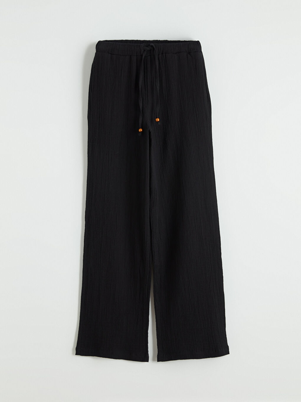 Textured Women's Trousers with Elastic Waistband-4