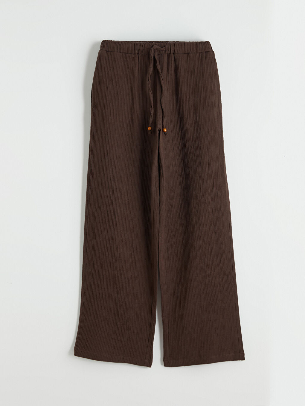 Textured Women's Trousers with Elastic Waistband-4