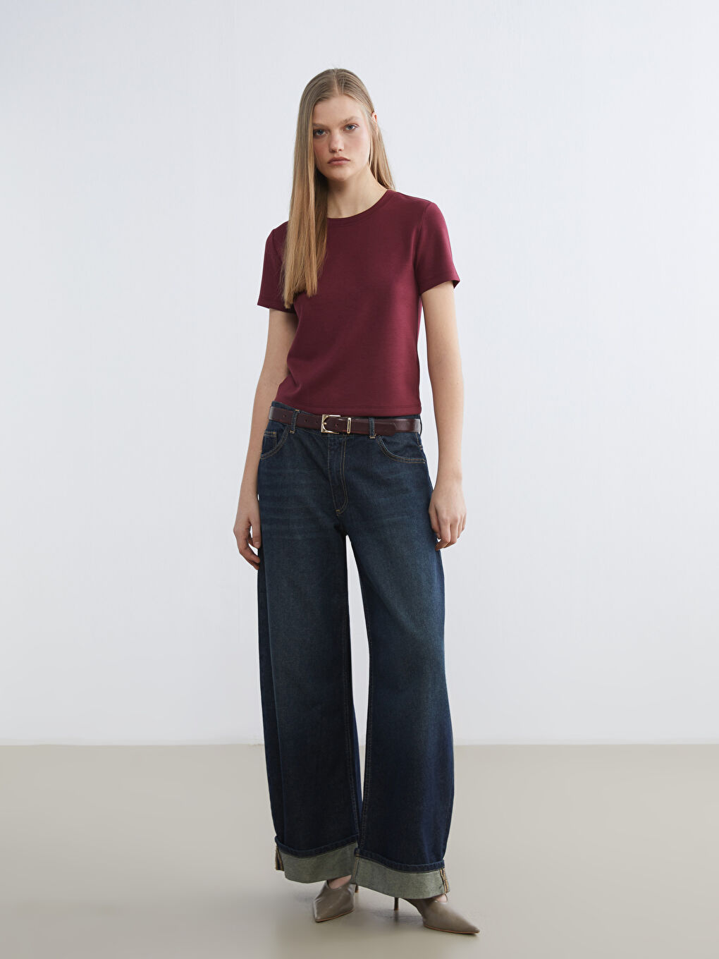 T-shirt ROUGE BORDEAUX Femme-1