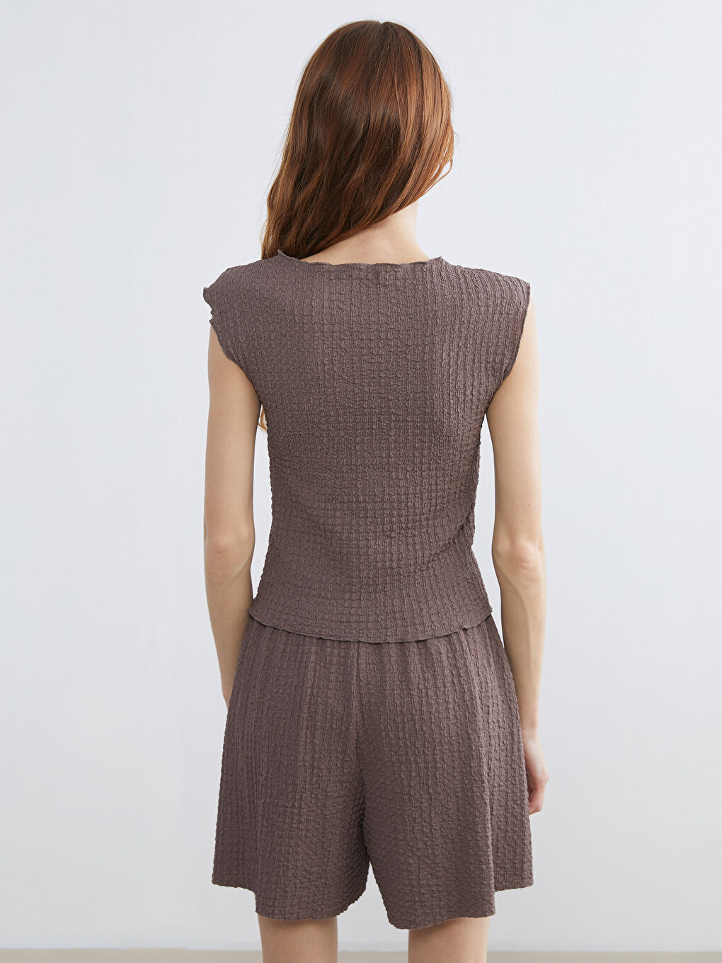 Kahverengi Bisiklet Yaka Dokulu Bluz-3