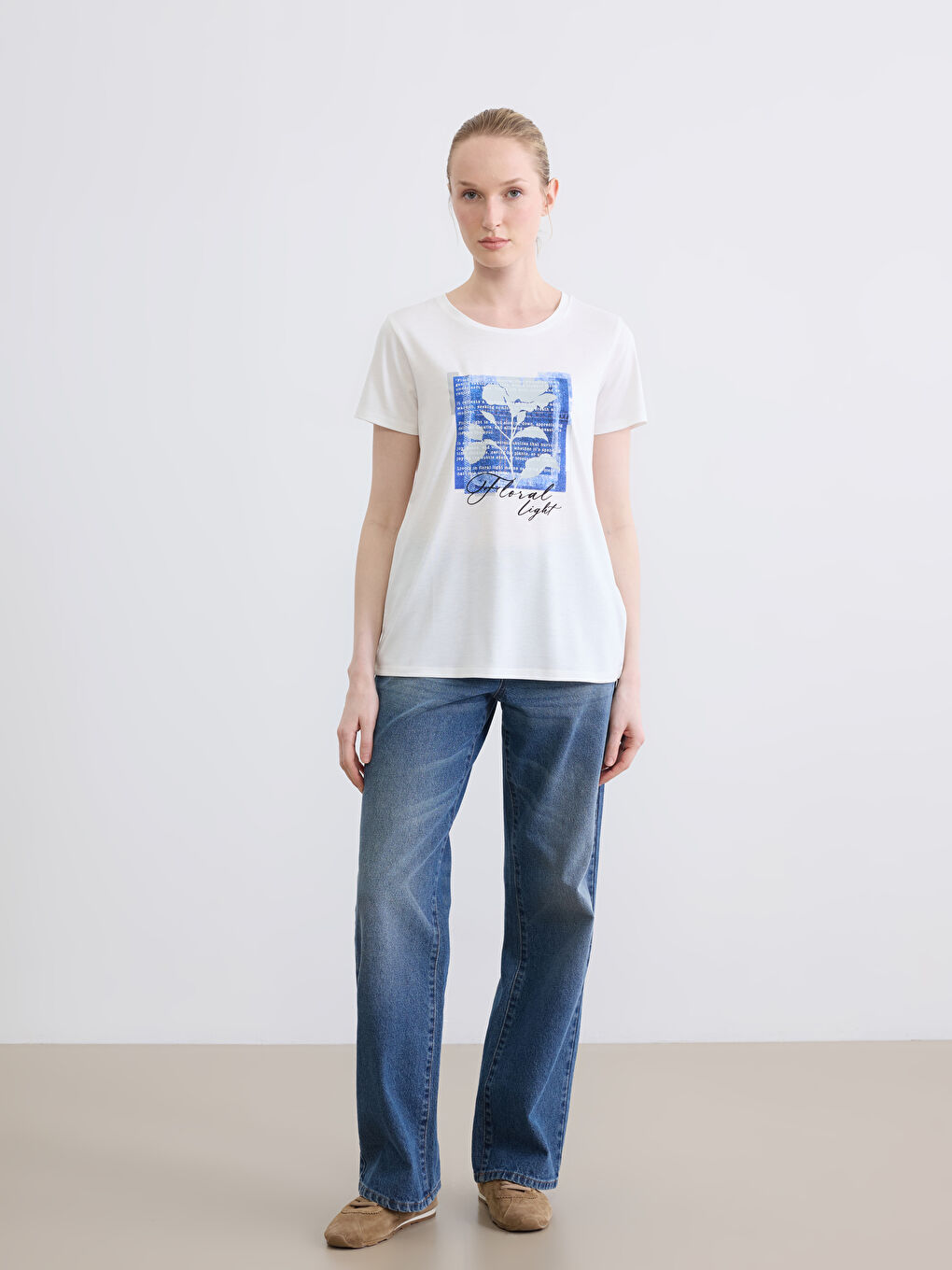 Crew Neck Printed Women's T-Shirt-1