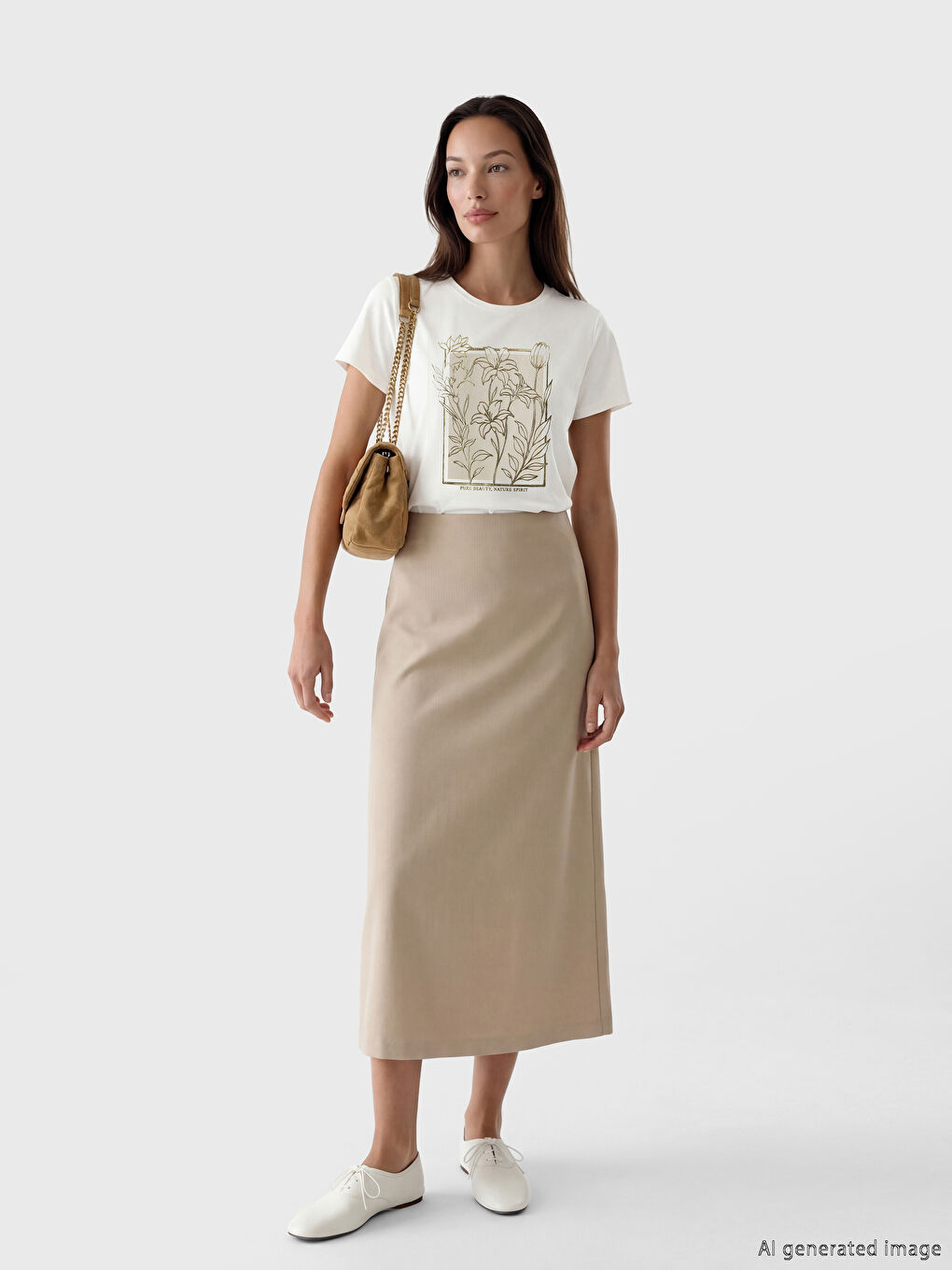 Μπλουζάκι με στρογγυλή λαιμόκοψη με στάμπα για γυναίκες-1